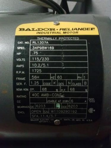 BALDOR RELIANCER MOTOR    RL1307A   (1090)