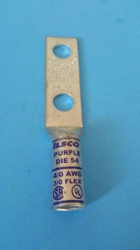 Ilsco clnd-4/0-12-134 4/0 copper compression lug, 2-hole, 1/2&#034; bolt for sale