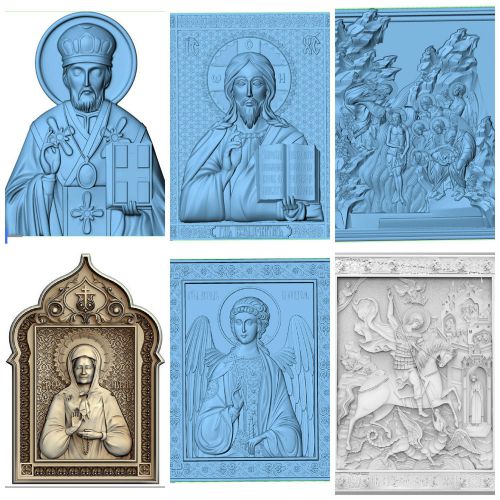 6 RELIGIOUS ICONS 3D STL FILES FOR RELIEF MODEL FOR CNC MACHINE