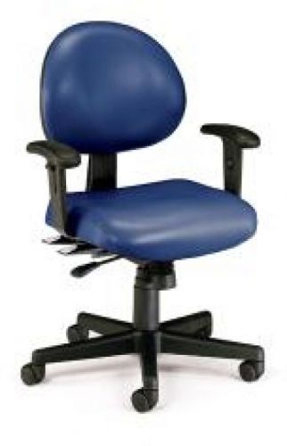 Contemporary antimicrobial vinyl task chair with arms office supplies navy for sale