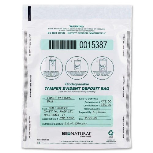 Steelmaster mmf industries bio-natural tamper-evident deposit bags, 9 x 12 for sale