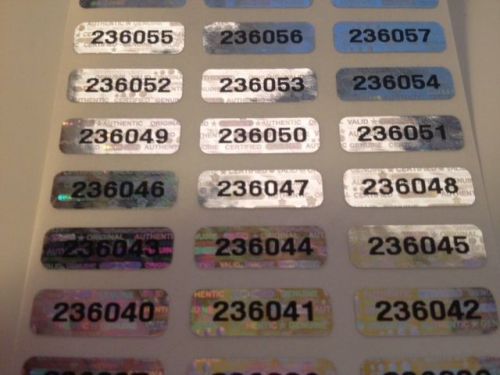1000 small serial numbered hologram security labels stickers seals-tamper proof for sale