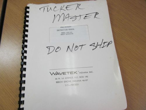 Wavetek 430, 431 Sweep Generator Instruction Manual w schematics (preliminary)