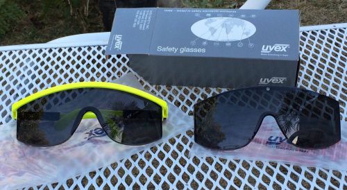 Vtg UVEX Astro-Spec Tinted Safety Glasses Yellow Black &amp; Replacement Made in USA