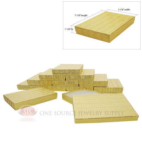 7 1/8&#034; x 5 1/8&#034; x 1 1/8&#034;h large 12 gold foil cotton filled jewelry gift boxes for sale