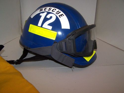 Morning pride helmet  firefighter rescue emt w ess goggles &amp; ear cover &#039;06 blue for sale