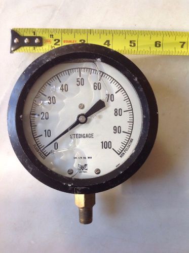 Marshalltown Stedigage Fluid Filled Gauge 3 1/2&#034; Dial 0-100 # PSI 1/4&#034;