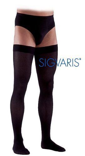 Mens Cotton Medical Thigh Highs 20-30mmHg : Large Short Black, 232NLSM99