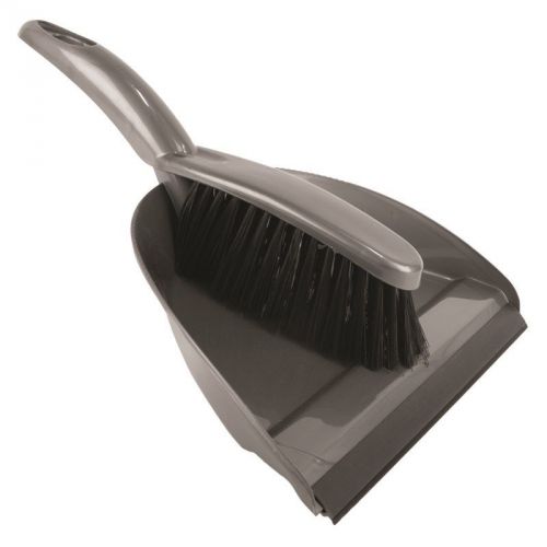 Silver Dustpan And Brush Set Hard Rubber Lip Cleaning Home Kitchen Hand Sweeper