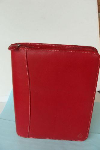 Classic 1.5&#034; Rings Red Grain - LEATHER FRANKLIN COVEY Planner/Binder Zip Nice !