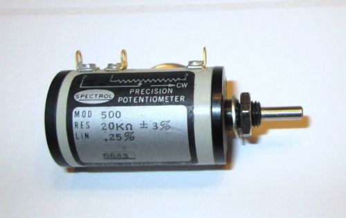 SPECTROL MODEL 500  20K OHM 3% 10-TURN 2W WW POTENTIOMETER  NOS  1 PCS.