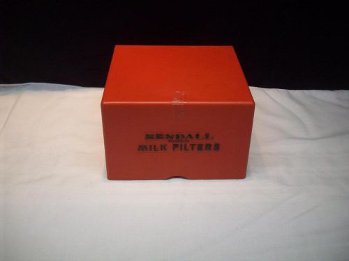 Vintage Orange Plastic Box Kendall Milk Filters Dairy Advertising Organizing