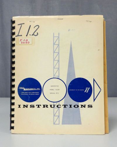 Ideal Aerosmith, Inc. Barometer Model 1052B Instruction Manual