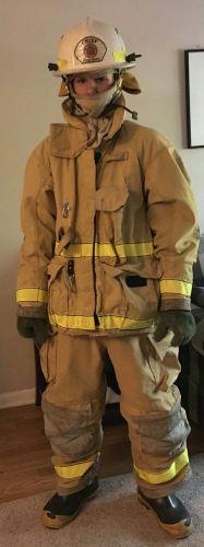 Complete set of Cairns Firefighter Turnout Gear inc. Boots Chief&#039;s helmet/jacket