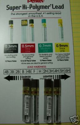 PENTEL PENCIL LEAD REFILL-.5MM- 2X12 -B HARDNESS