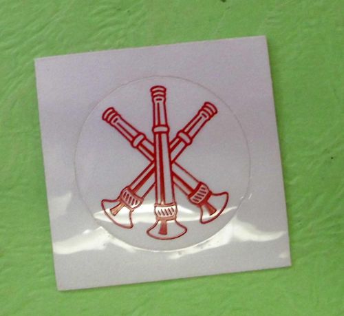 THREE CROSSED BUGLE FIRE DEPT ROUND DECAL STICKER REFLECTIVE