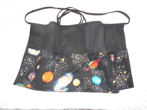 Black Server 3 Pocket Waitress Waist Apron Planets Personalized Free Restaurant