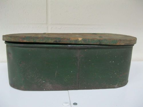 Antique vtg case tractor wooden lid and green metal toolbox barn farm equipment for sale
