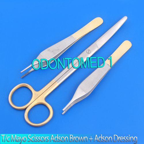 T/C MAYO DISSECTING SCISSORS 6.75&#034; CURVED + ADSON BROWN +ADSON DRESSING FORCEPS
