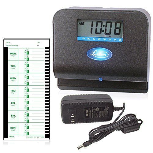 Lathem tru-align thermal print time clock, automatic, includes 25 e8 time cards, for sale