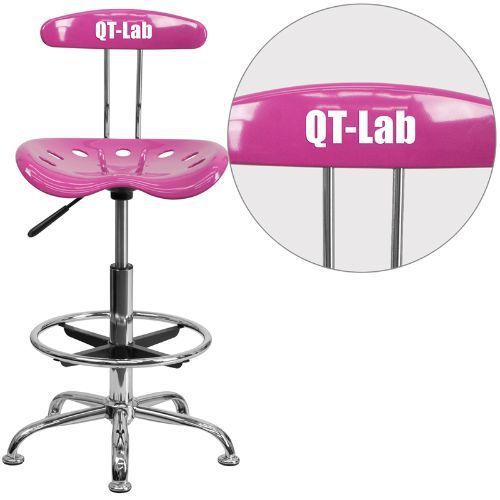 Personalized Vibrant Candy Heart and Chrome Drafting Stool with Tractor Seat FLA