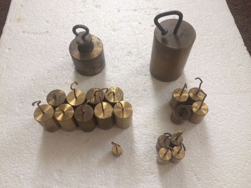 Lot Of 20 Vintage Brass Calibration Weights 10g To 1000g Weight..