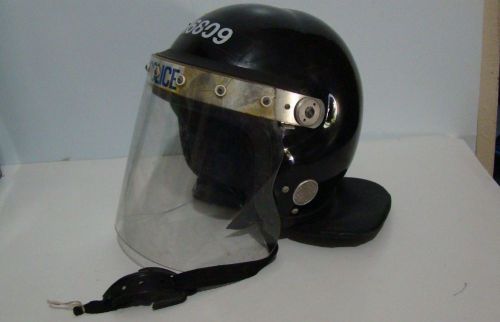 Riot Police Helmet with Face Shield  Neck Guard preowned conditions