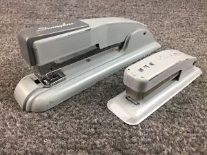 Art deco industrial swingline 27 &amp; cub staplers in gray for sale