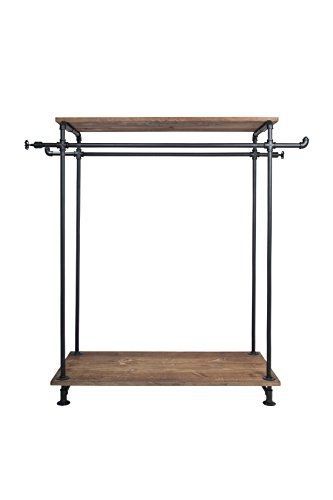 Newtech Display IND-R5/BLK Double Sized Rack with Wood Top and Base, Black