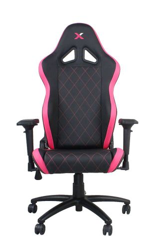 Ferrino Line Pink on Black Diamond Patterned Gaming and Lifestyle Chair by Rapid