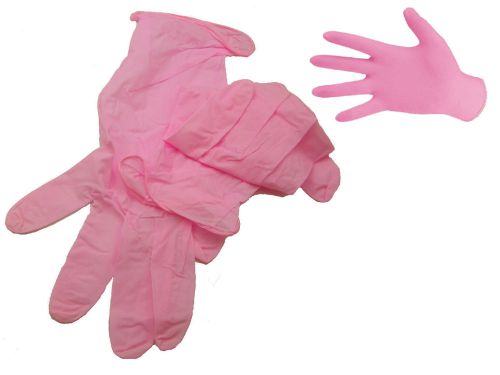 20 PINK NITRILE DISPOSABLE GLOVES SURGICAL MEDICAL POWDERFREE SMALL MEDIUM LARGE