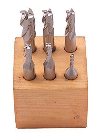 6 piece 4 flute high speed steel end mill set (3/8 inch shank) (8000-0002) for sale