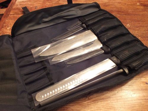 NEW Next Day Gourmet Professional Chef Knife Cutlery 7 Piece w/ Roll Bag Set