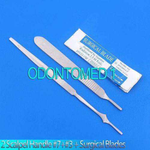 2 STAINLESS STEEL SCALPEL KNIFE HANDLE #7 #3 + 20 SURGICAL STERILE BLADES #12