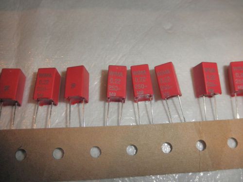 Capacitors,46 pcs,nos,wima 0,22 uf , 250v 10% metalized polyester tube amp.cap. for sale