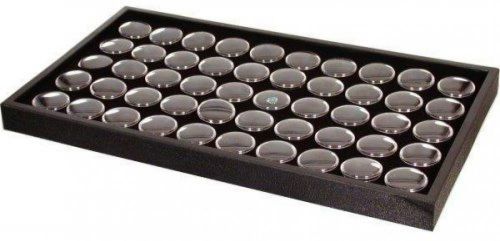 50 Black Gem and Coin Jars Stackable Display Travel Tray