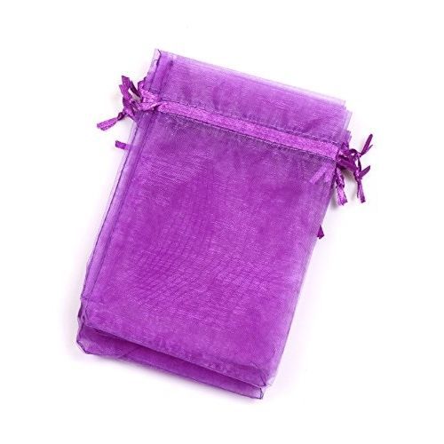Drawstring Organza Jewelry Pouch Bags Purple 6x9 Lbs