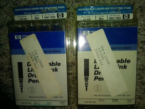 2 boxes of 4 each: Genuine HP Blue .35mm Disposable Drafting Pens for Paper