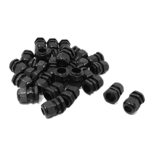 uxcell 30 Pcs PG13.5 Black Plastic 6mm to 12mm Dia Cable Glands Fastening Con...