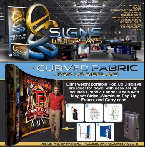 10ft curved fabric pop up trade show display with graphic include &amp; carry case for sale