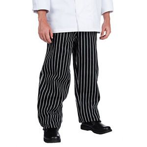 CHEF REVIVAL P040WS-L Chef Pants, EZ Fit, Men,Black White stripe size L