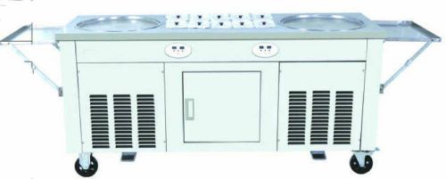 Double Flat Roll Pan Ice Cream Machine with Topping Area