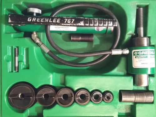 Greenlee 7306SB 1/2&#034;- 2&#034; Hydraulic Knockout 767 pump 746 ram punch driver set