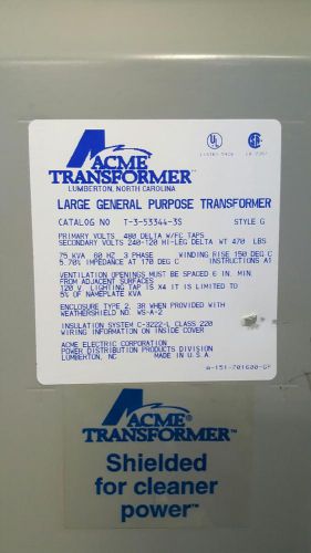 Acme transformer 75 kva for sale