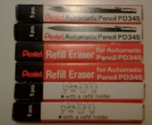 NEW Pentel Refill Erasers for Automatic Pencil PD345 6 5pc. Packs (30 pcs.)