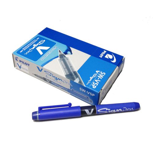 Pilot SW-VSP VSystem VSignPen Liquid Ink Marker Pen (Medium Tip) (12pcs)-Blue