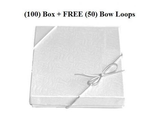 LOT OF 100 SWIRL WHITE GIFT BOXES COTTON FILLED BOX JEWELRY BOXES+FREE BOW LOOPS
