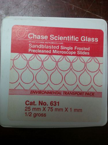 chase scientific 631 glass sandbasted single frosted 25mm x 75 x 1mm microscope