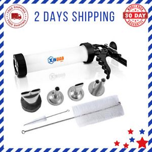 Jerky Gun Kit 1.5 Pound Capacity Jerky Maker Food Grade Plastic Barrel 4 Nozzles