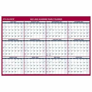 2021-2022 Erasable Calendar Dry Erase Wall Planner by AT-A-GLANCE 48&#034; x 32&#034; X...